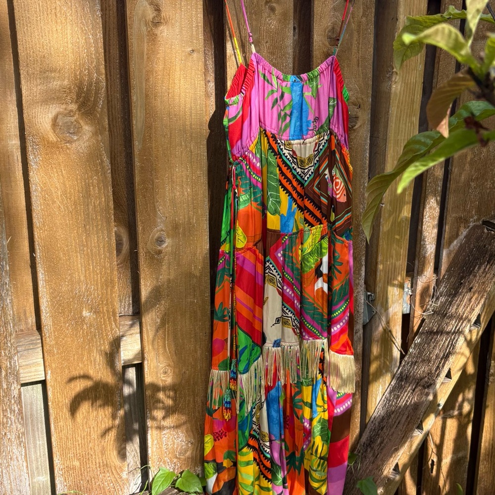Anthropologie x Farm Rio Palila Fringe Midi Dress. Small.